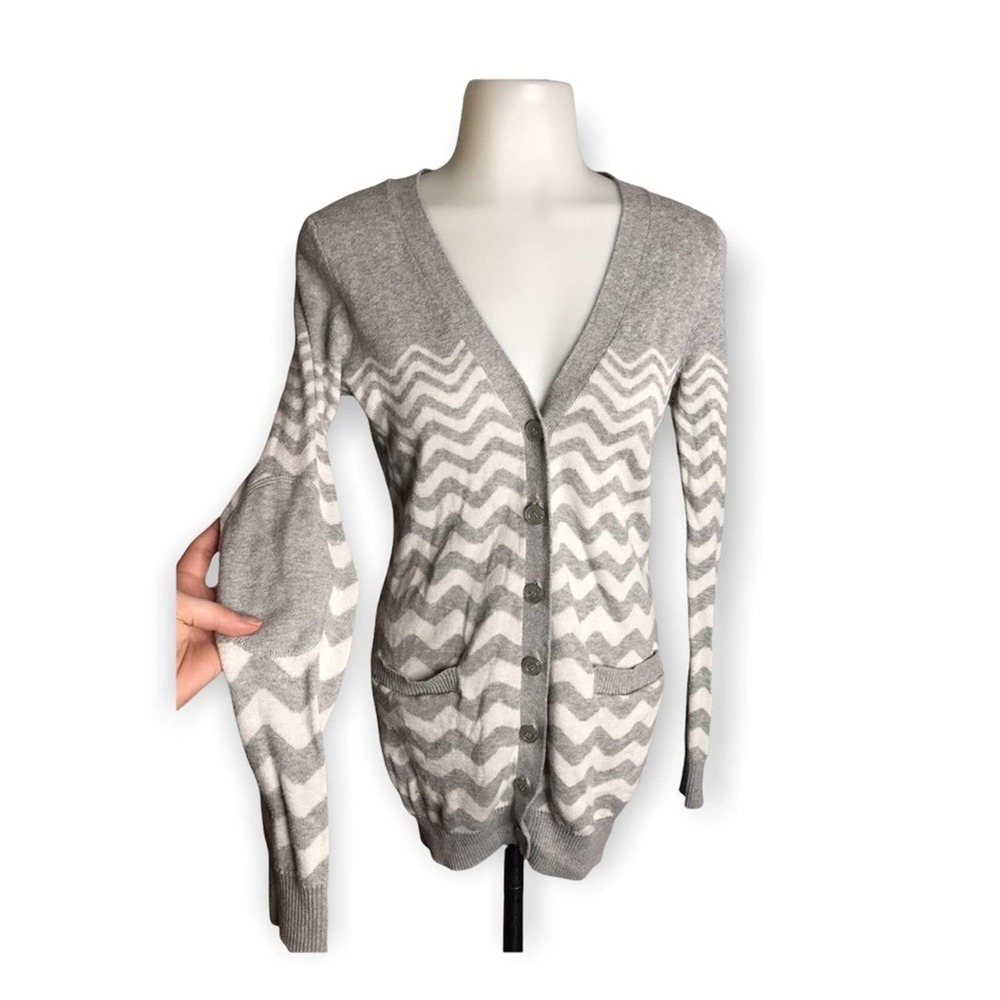 Ruby Moon | Elbow Patch Striped Button Down Cardi… - image 2